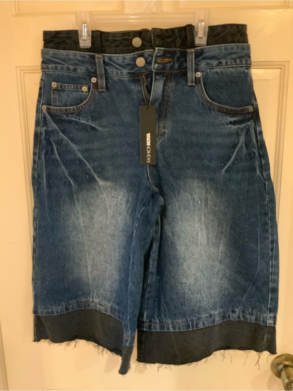 Nova Angelique High Rise Denim Jorts-Double Waistband Streetwear
